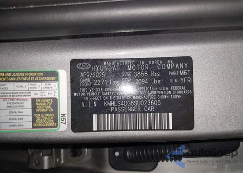 2025 Hyundai Elantra Sel Convenience z USA, uszkodzony, nr VIN KMHLS4DG8SU023605